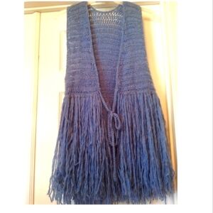 HANDMADE KNIT VEST WITH FRINGE SIZE MEDIUM